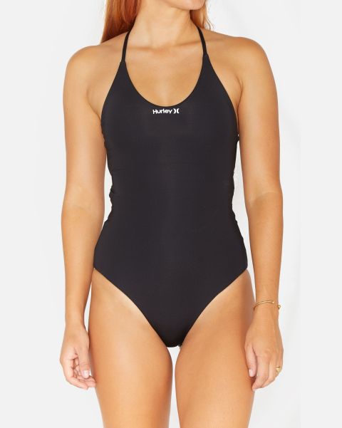 One And Only Solid One Piece Hurley Black Swim Simple Women