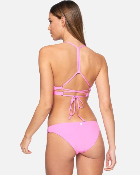 Outstanding Women Swim Pink Posey Hurley Carissa Moore Collection - Solid Moderate Bikini Bottom