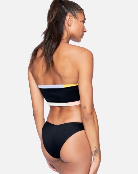 Black Color Block Hurley Swim Plush Colorblock V Front Cheeky Bikini Bottom Women