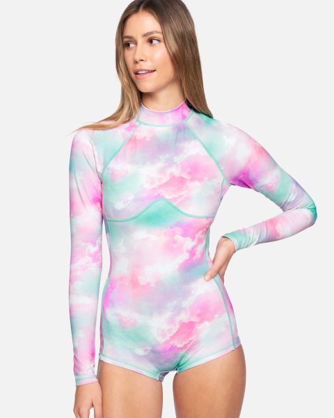 Lucite Multi Sturdy Hurley Carissa Moore Collection - Max Head In The Clouds Long Sleeve Body Suit Women Swim