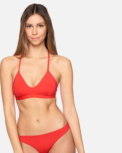 Women Solid Adjustable Bikini Top Swim Reduced To Clear Red Pepper Hurley