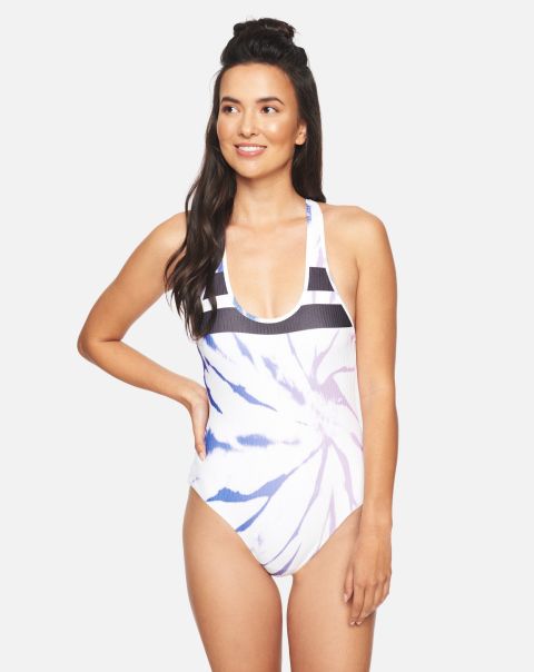 Hurley Racer Blue Women Block Party Rib Spider Royale One Piece Swim Reliable