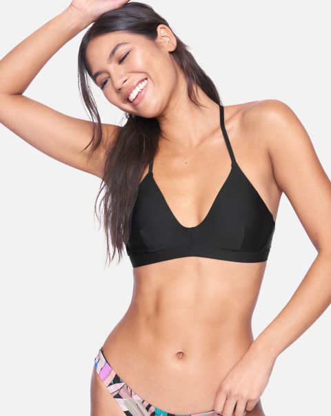 Black Hurley Solid Adjustable Bikini Top Women Swim Modern