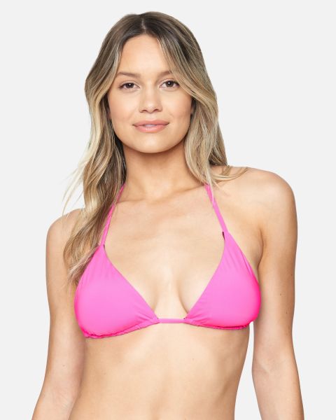 Fuchsia Solid Reversible Tri Bikini Top Swim Refashion Women Hurley