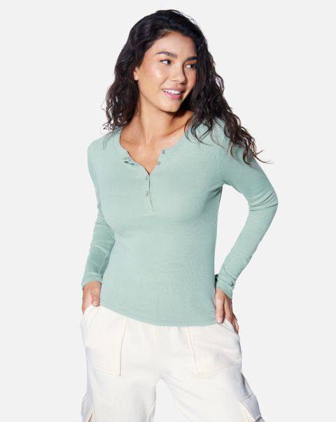 Iceberg Green Classic Tops & T-Shirts Women Essential Heidi Henley Long Sleeve Top Hurley