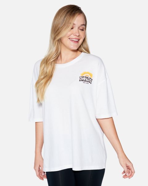 Hurley White Women Desert Point Boyfriend Tee Order Tops & T-Shirts