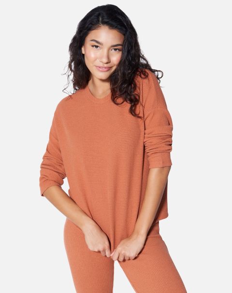Tops & T-Shirts Women Essential Fleece Ribbed Long Sleeve Top Baked Clay Affordable Hurley