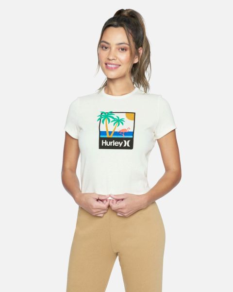 Tops & T-Shirts Women Marshmallow Cashback Mingo Rib Baby Tee Hurley