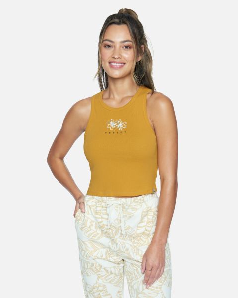 Hurley Tops & T-Shirts Honey Gold Unbelievable Discount Tallie Crop Rib Tank Women