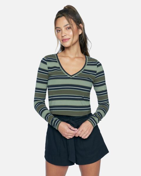 New Variegated Stripe Tops & T-Shirts Women Sophie Fitted Tee Hurley