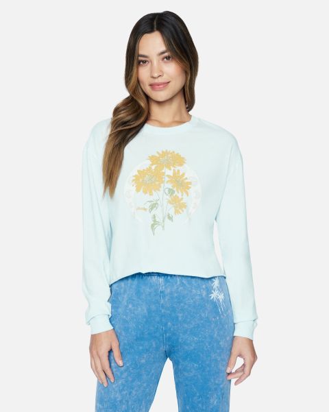 Hurley Paige Washed Cropped Boyfriend Long Sleeve Tee Plein Air Women Tops & T-Shirts Secure