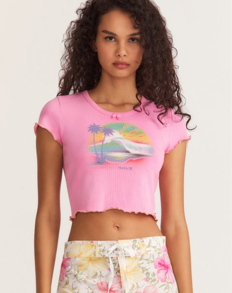 Women Begonia Pink Loveshackfancy X Hurley - Reese Baby Rib Tee Tops & T-Shirts Unleash