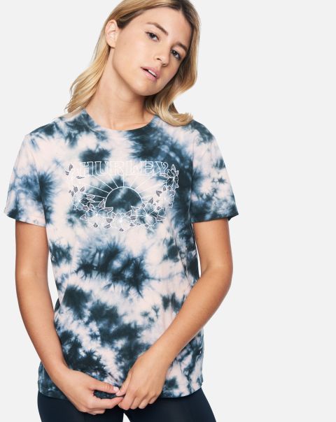 Melody Tie Dye Relaxed Girlfriend T-Shirt Spacious Women Tops & T-Shirts Black Coral Tie Dye Hurley