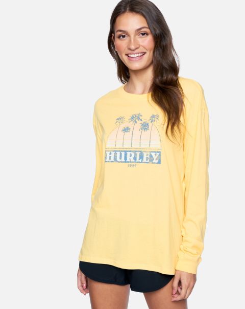 Heavy-Duty Mackenna Boyfriend Long Sleeve Tee Hurley Women Cornsilk Tops & T-Shirts