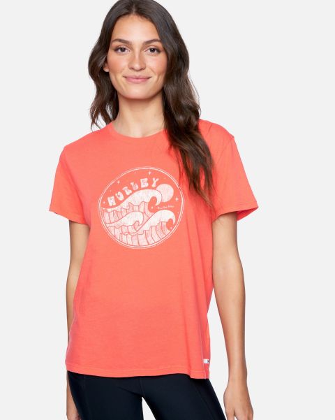 Hurley Tops & T-Shirts Cayenne Women Ocean Dreams Washed Relaxed Girlfriend Tee Limited