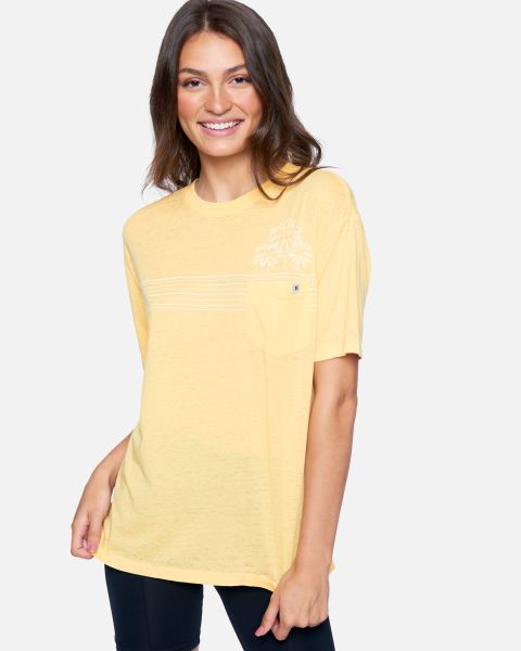 Hurley Time-Limited Discount Tops & T-Shirts Moop Boyfriend Pocket Tee Cornsilk Women