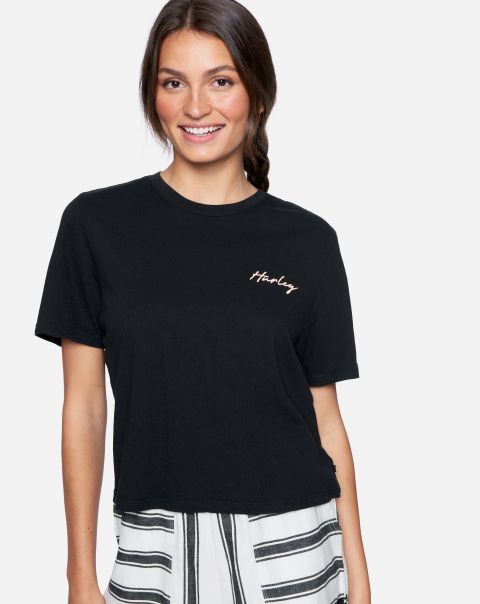 Black Hurley Kayah Washed Cropped Tee Implement Women Tops & T-Shirts