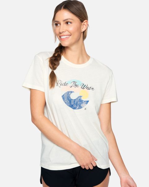 Women Innovative Tops & T-Shirts Hurley Tofu Ride N Waves Washed Relaxed Girlfriend Tee