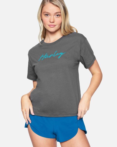 Hurley Billie Script Perfect Girlfriend Crew Secure Women Grey Tops & T-Shirts