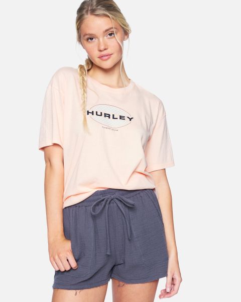 Tropical Peach Women Tops & T-Shirts Hurley Outlet Limited Washed Oversized Boyfriend Crew Tee