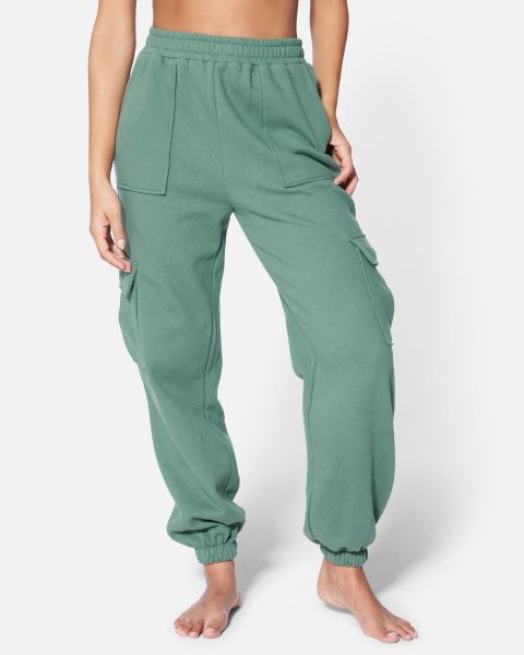 Shorts & Bottoms Hurley Women Essential Fleece Cargo Jogger Pant Closeout Grey Green