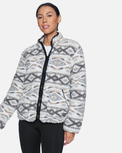 Sturdy Printed Full Zip Sherpa Jacket Aztec Women Hoodies & Fleece Hurley