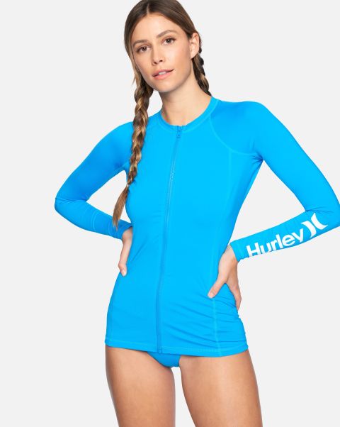 Hurley Durable Women Rashguards & Surf Shirts High Tide One And Only Solid Long Sleeve Zip Rashguard