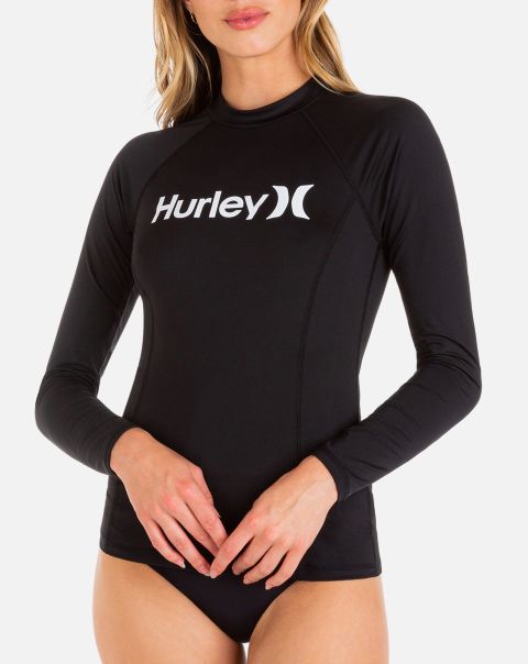 Rashguards & Surf Shirts Women One And Only Solid Mock Neck Long Sleeve Rashguard Premium Hurley Black