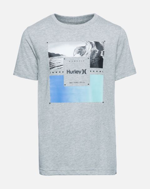 Hurley Massive Discount Dk Grey Heather Tshirts Boys' Wave Palm Invert Short Sleeve T-Shirt Kids