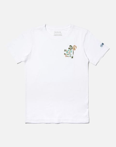 White Kids Discounted Boys' Hurley Pro Sunset Beach Short Sleeve T-Shirt Tshirts