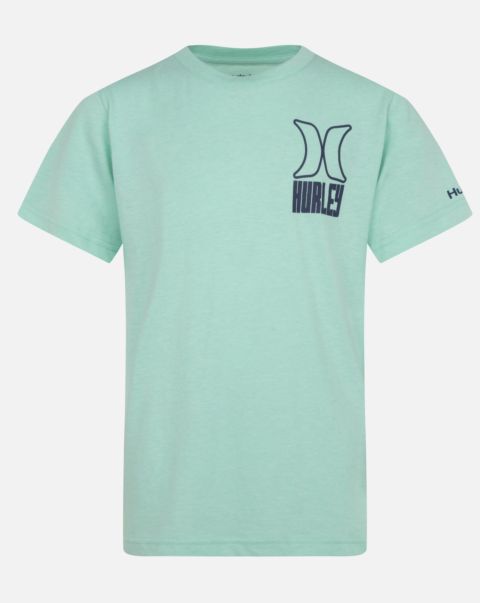 Hurley Tshirts Boys' Retro Back Short Sleeve T-Shirt Effective Aurora Green Heather Kids