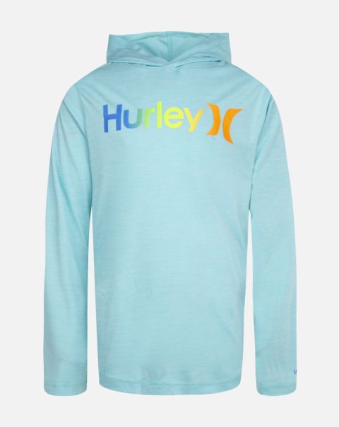Boys' H2O-Dri Gradient One And Only Hooded Long Sleeve T-Shirt Hurley Tshirts Kids Streamline Aurora Green