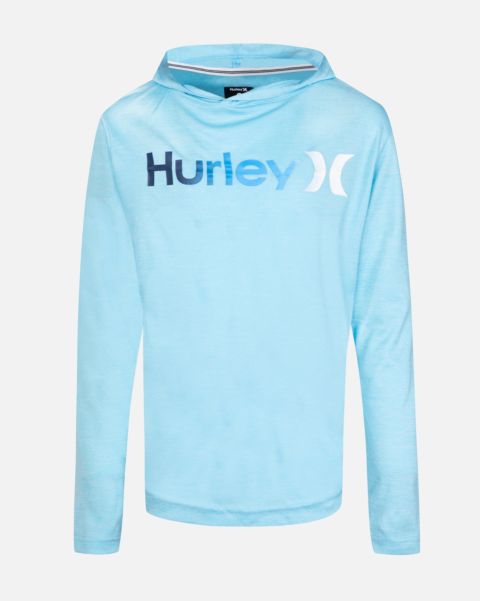 Hurley Advance Kids Boys' H2O-Dri Gradient One And Only Hooded Long Sleeve T-Shirt Blue Gaze Tshirts