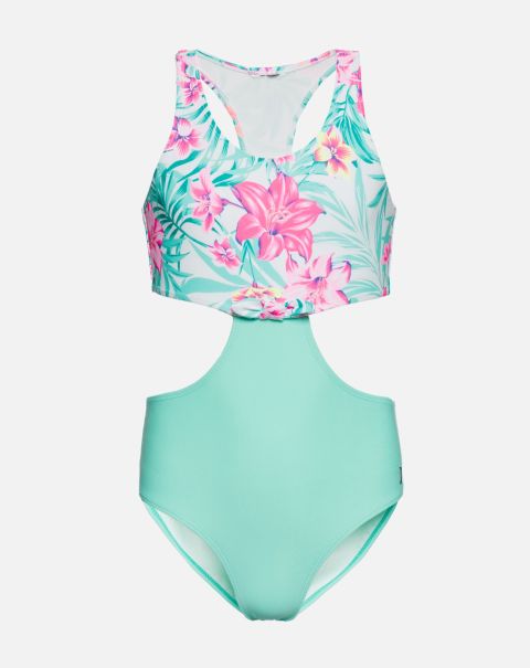 Exclusive Hurley Girls' Tie Front Monokini Swimsuit Swimwear Aurora Green Kids