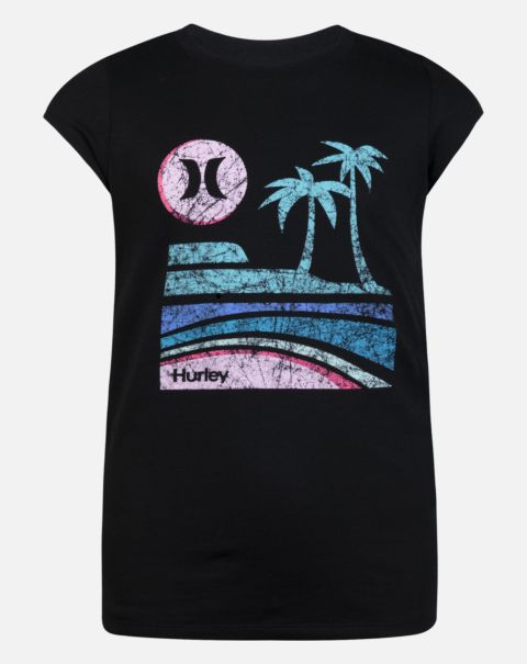 Girls' Palm Graphic T-Shirt Tshirts Black Hurley Clearance Kids